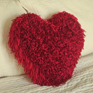 Mina Victory Red Heart Shaped Shag Throw Pillow